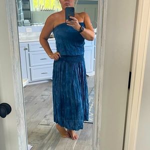 Blue Life Tie Dye Blue strapless Maxi Dress size M